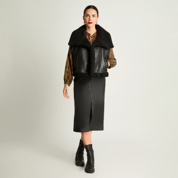 CHAQUETA SIN MANGA BONDED NEGRO