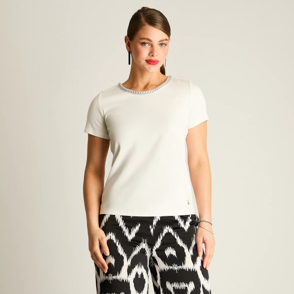 POLERA CRUDO CUELLO BRILLANTE