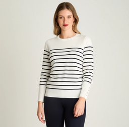 SWEATER CRUDO RAYADO CON TACHAS DORADO