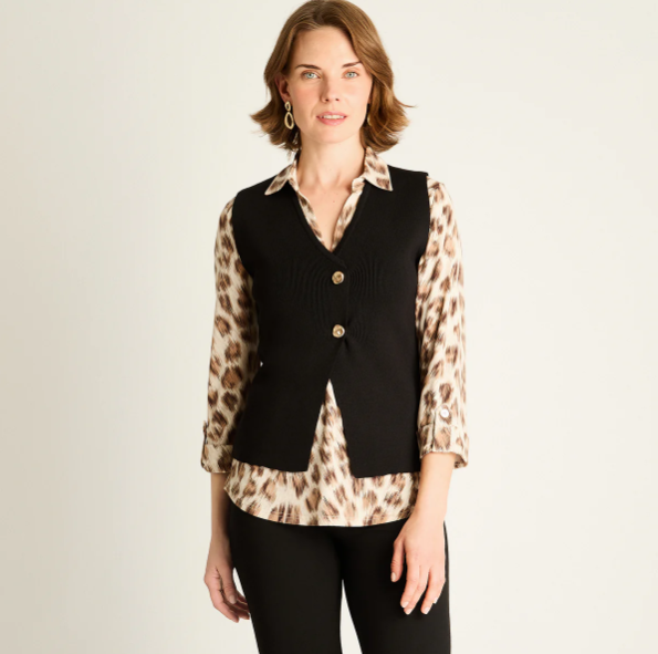 CARDIGAN NEGRO SIN MANGA