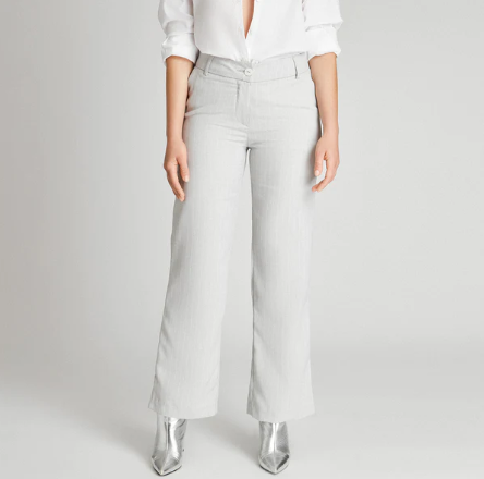 PANTALON DE TELA RECTO RAYADO GRIS