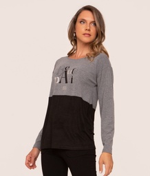 POLERA GIVE NEGRA/GRIS (E53430)